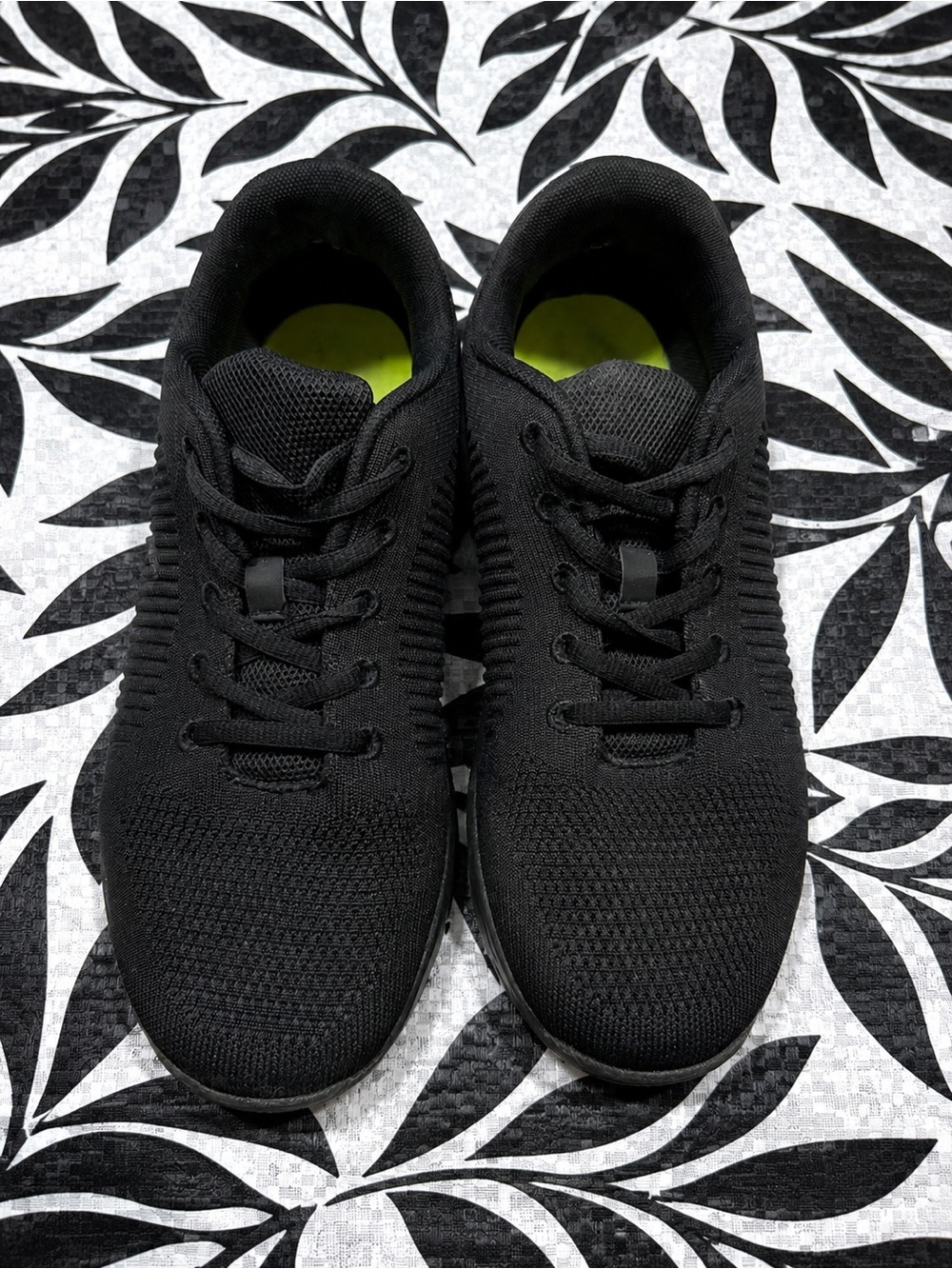 Women's Black Knit Athletic Sneakers - Lightweight Comfort